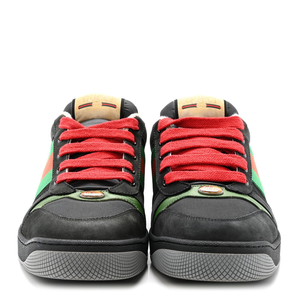 Calfskin Nylon GG Monogram Calfskin Web Mens Screener Sneakers 8 Black