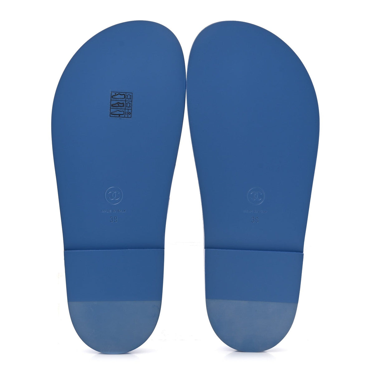 Lambskin Quilted Velcro Dad Chain CC Slide Sandals 39 Blue