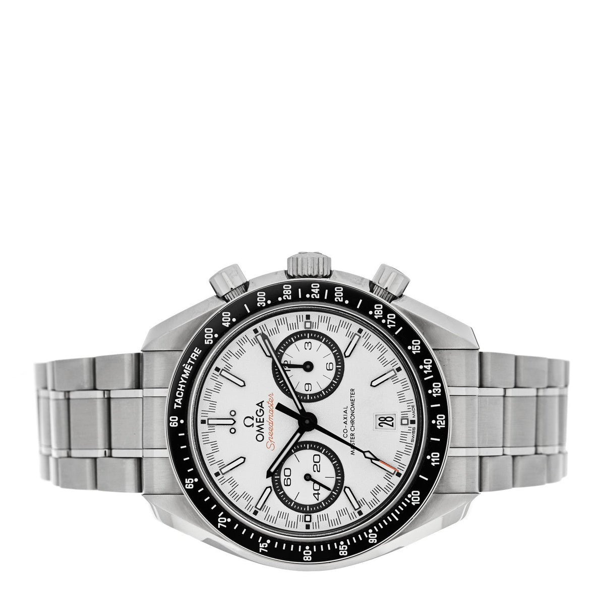 Stainless Steel 44mm Speedmaster Racing Co-Axial Master Chronometer Chronograph Automatic Watch White 329.30.44.51.04.001