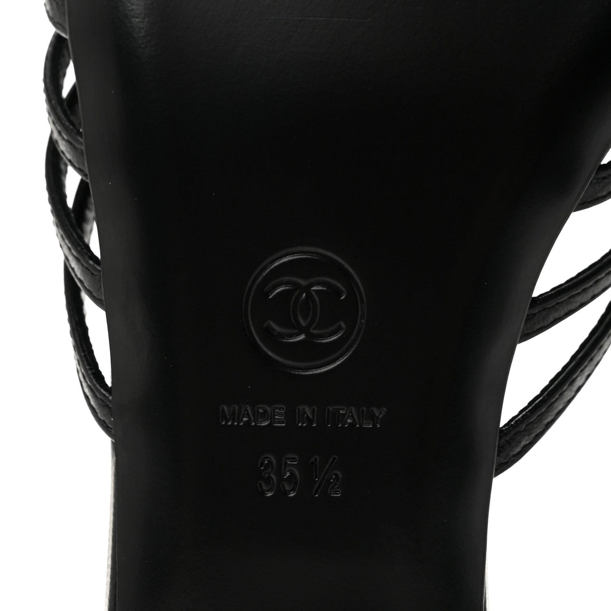 Goatskin Caged CC Slide Sandals 35.5 Black