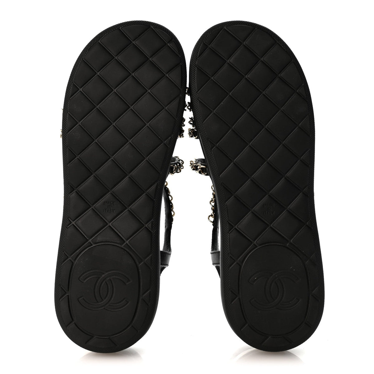 Lambskin Metal Chain Ankle Strap Sandals 36.5 Black