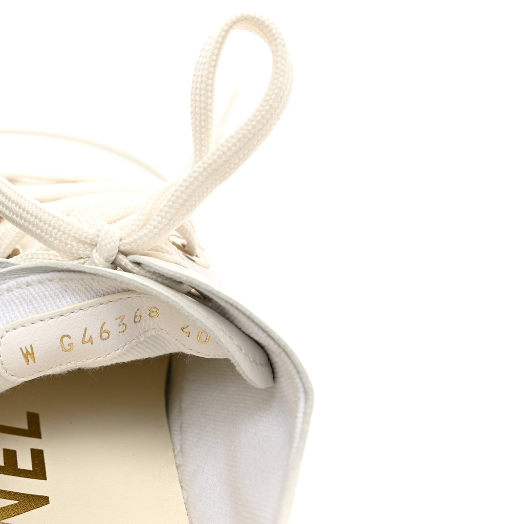 Lambskin Printed Logo Sneakers 40.5 White