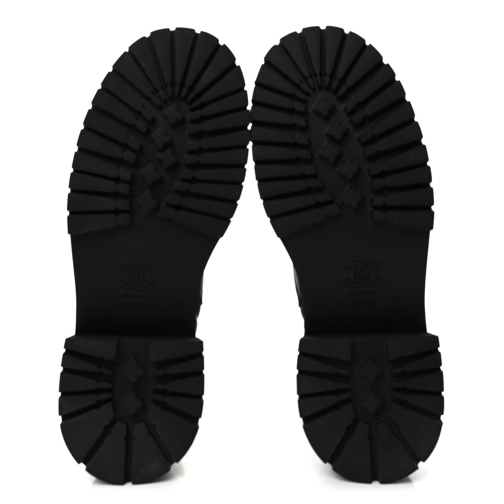 Calfskin Cap Toe Lace Up Combat Boots 40.5 Black