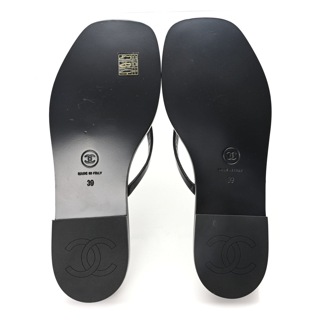 Goatskin CC Times Square Thong Sandals 39 Black