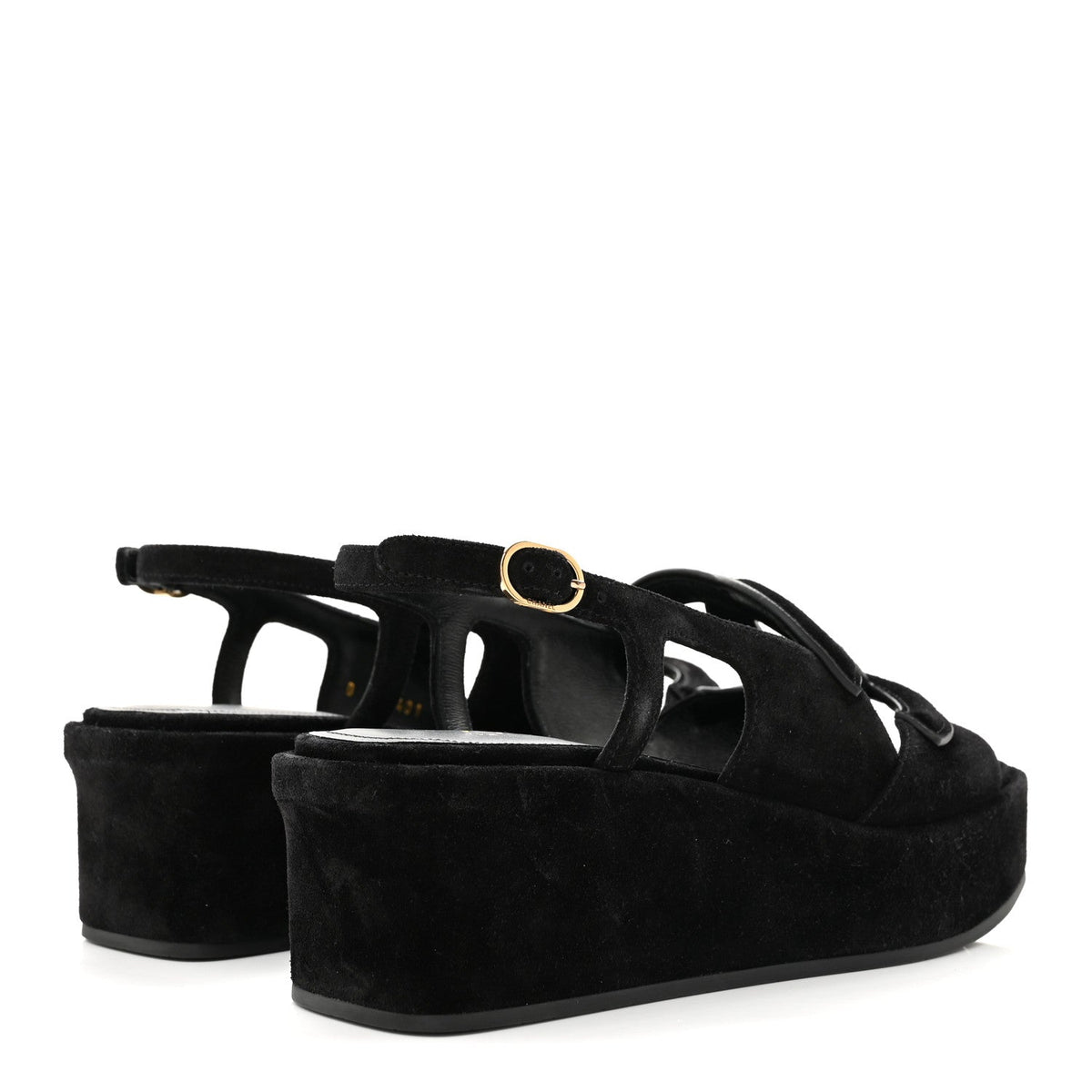 Suede Calfskin Platform CC Sandals 35 Black