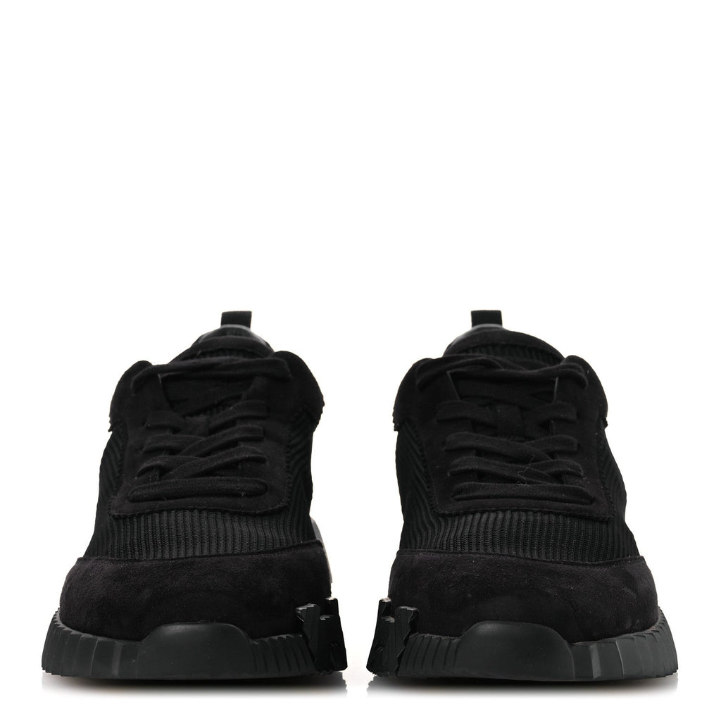 Technical Mesh Suede Goatskin Bouncing Sneakers 43 Black