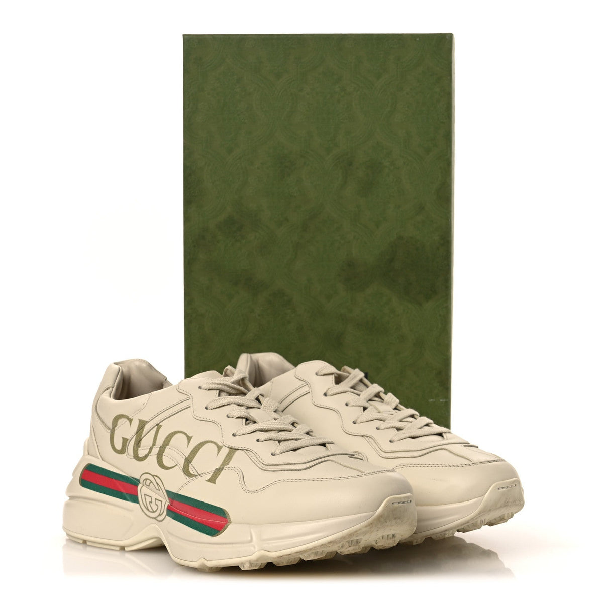 Calfskin Logo Womens Rhyton Sneakers 41 Ivory