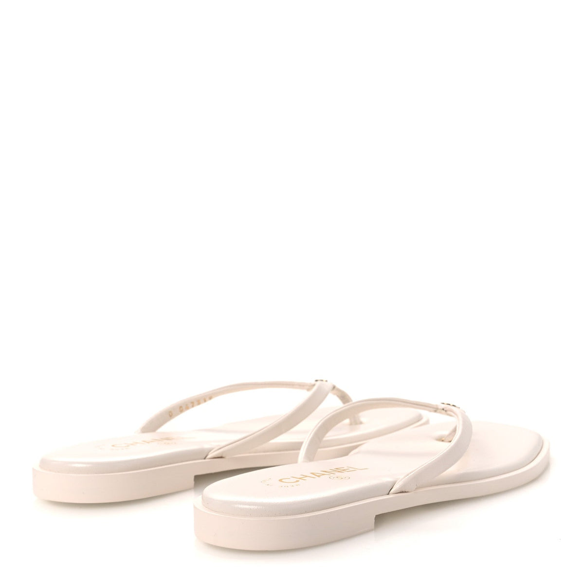 Goatskin CC Times Square Thong Sandals 38 Beige