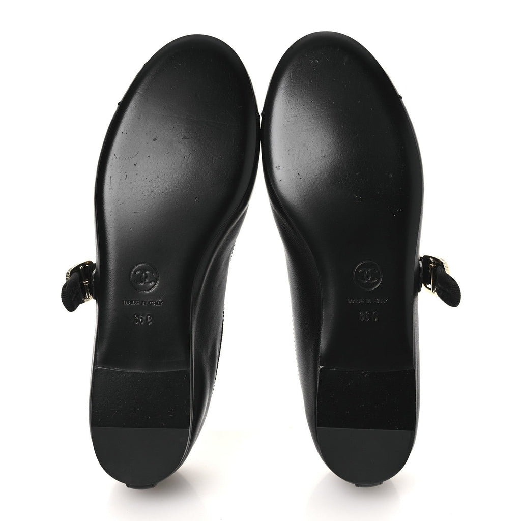 Lambskin Mary Jane Flats 36 Black
