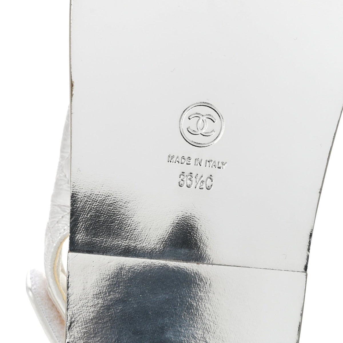 Laminated Lambskin Quilted Velcro Dad Sandals 36.5 White