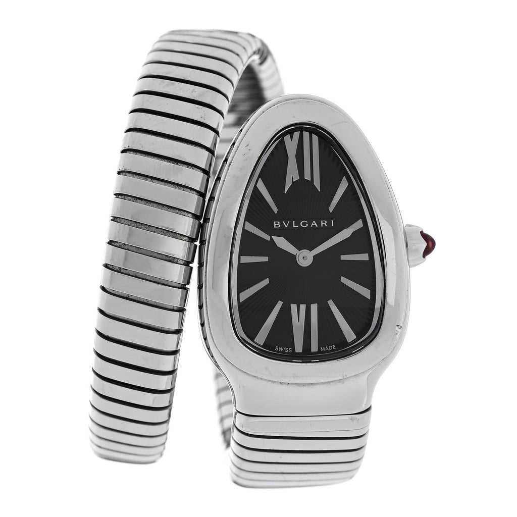 Stainless Steel 35mm Serpenti Tubogas Quartz Watch Black