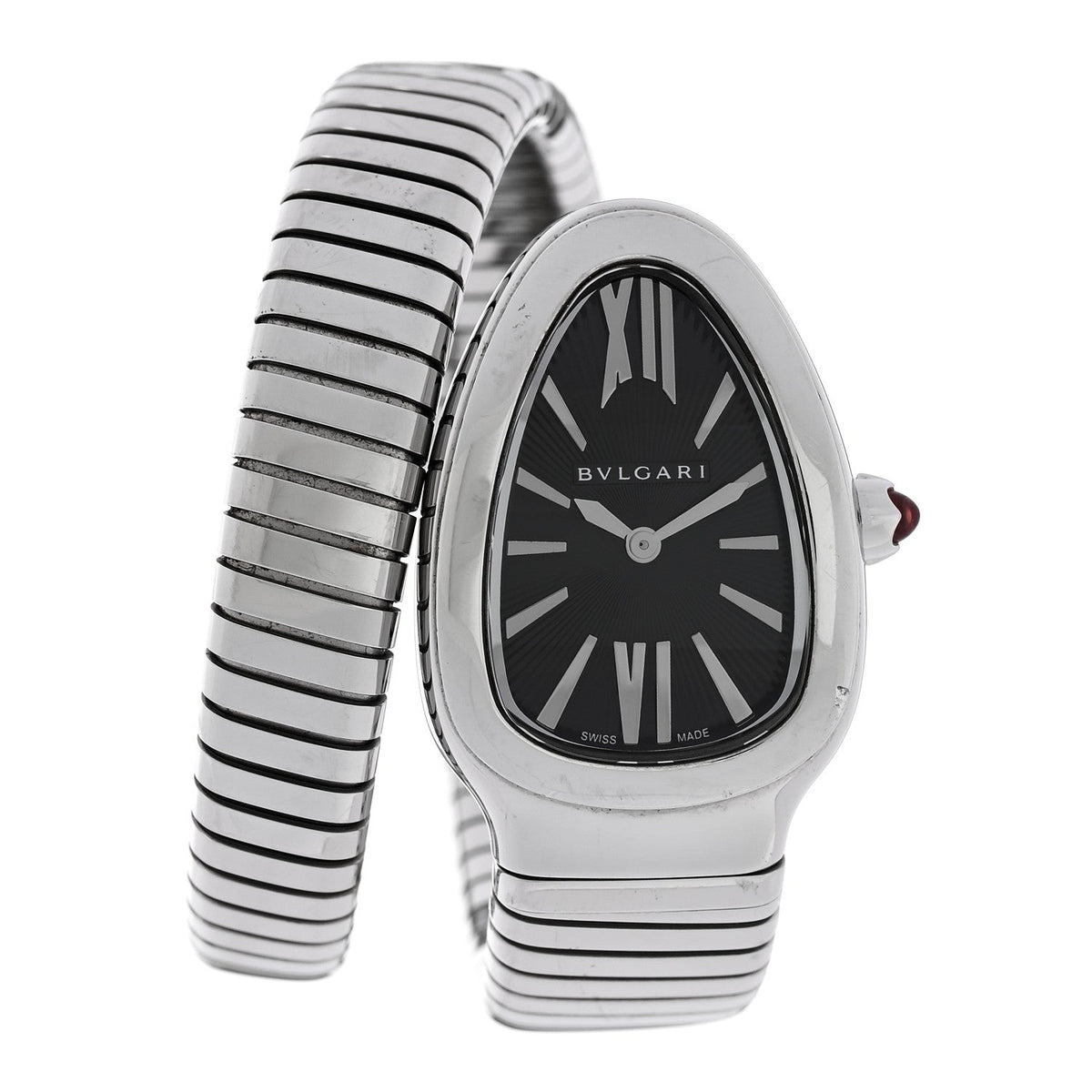 Stainless Steel 35mm Serpenti Tubogas Quartz Watch Black