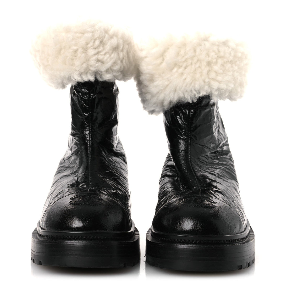 Lambskin Shearling Short Boots 36 Black