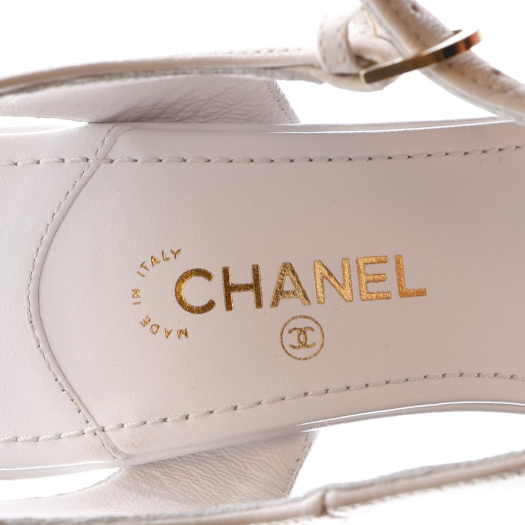 Lambskin Camellia Sandals 39 White