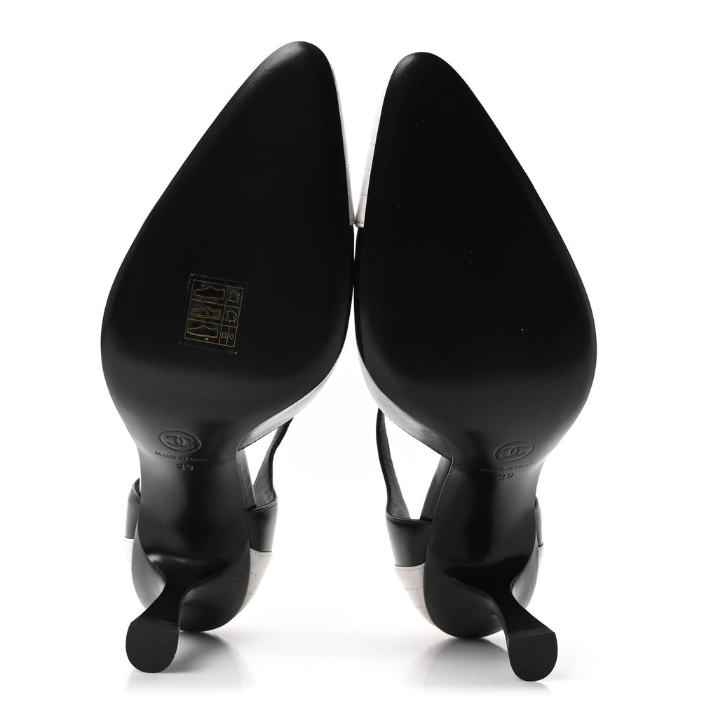 Lambskin Mary Jane Pumps 39 Black White