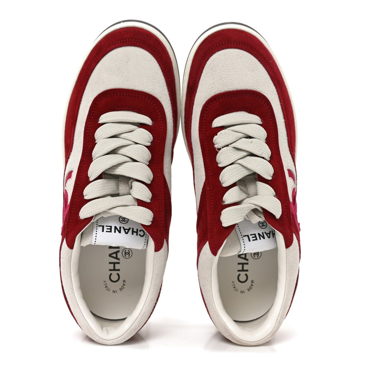 Suede Kidskin Womens CC Sneakers 38.5 Burgundy White