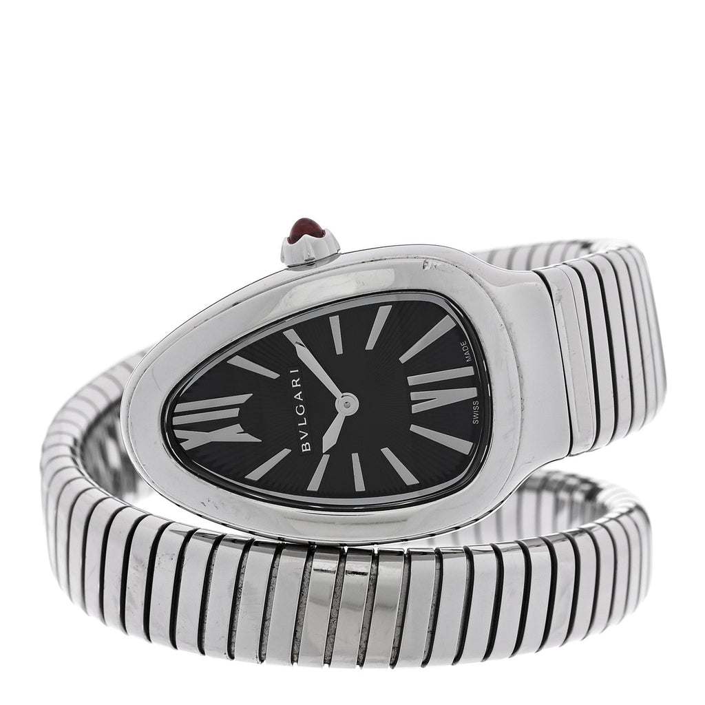 Stainless Steel 35mm Serpenti Tubogas Quartz Watch Black