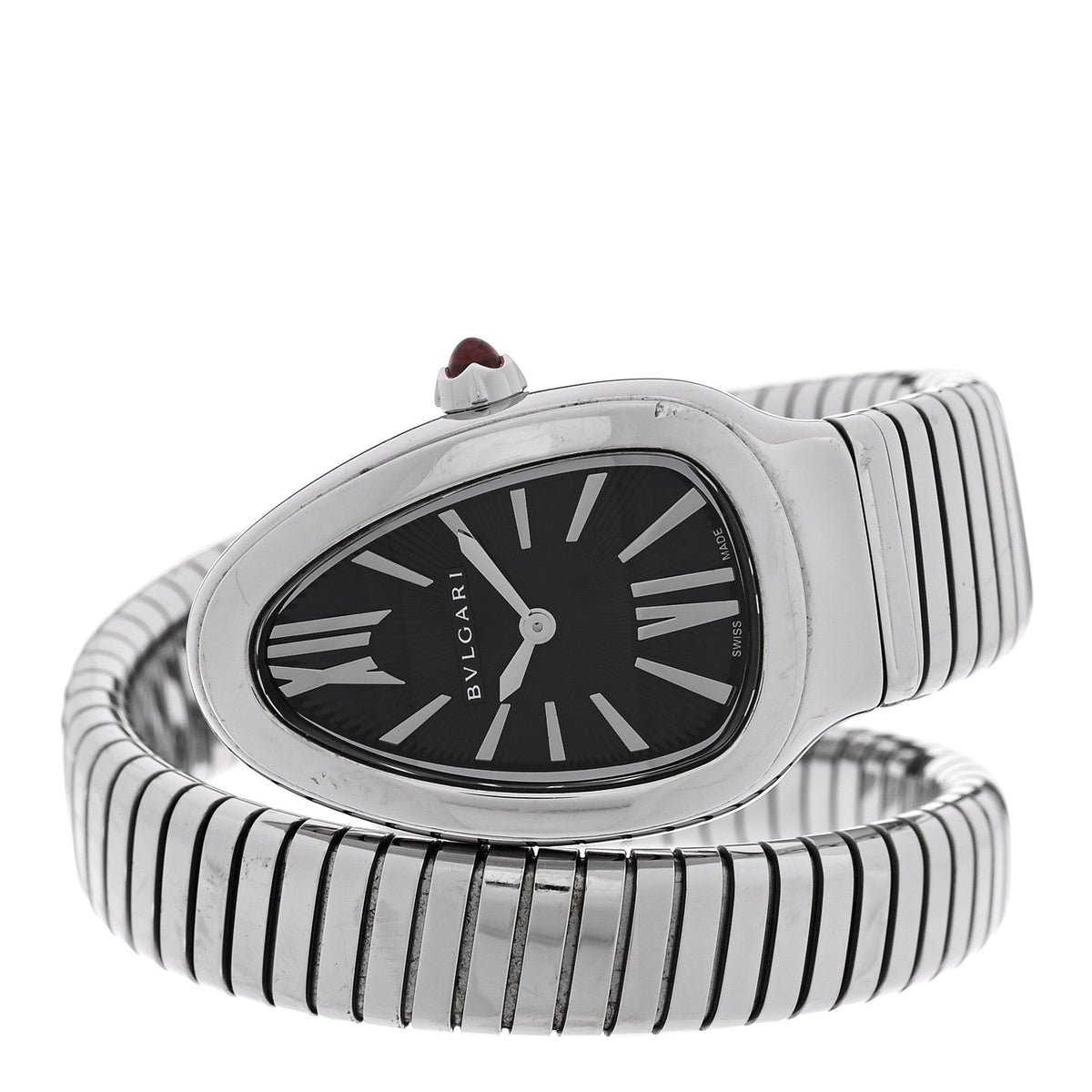 Stainless Steel 35mm Serpenti Tubogas Quartz Watch Black