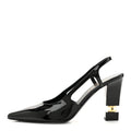 Patent Calfskin Slingback CC Cutout Pumps 40 Black