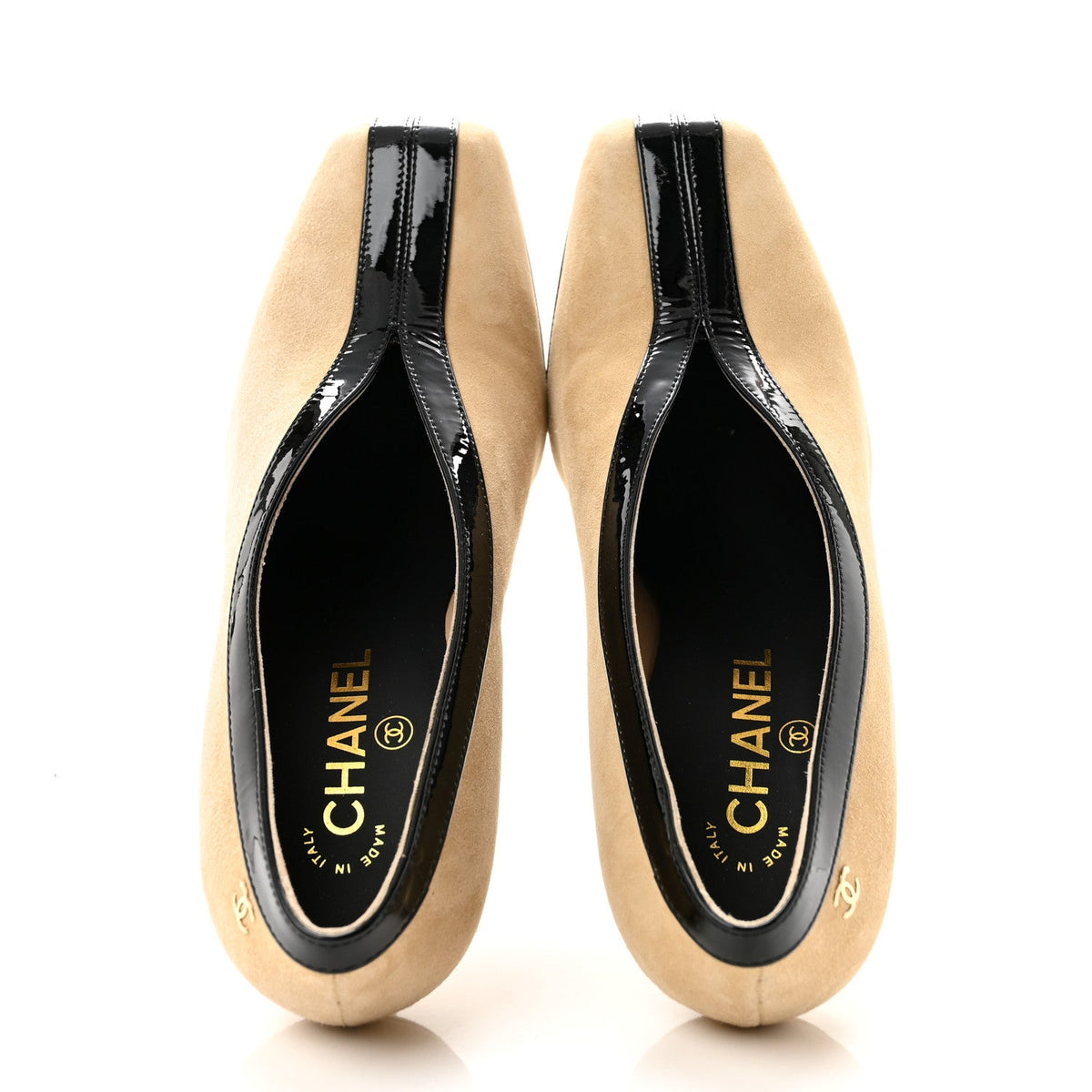 Suede Patent Calfskin Pumps 38.5 Beige Black