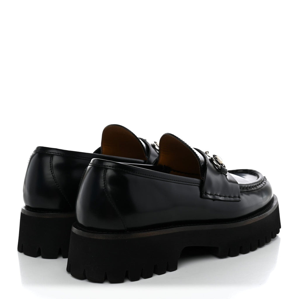 Cordovan Lux Womens Horsebit 45mm Platform Loafers 39 Black