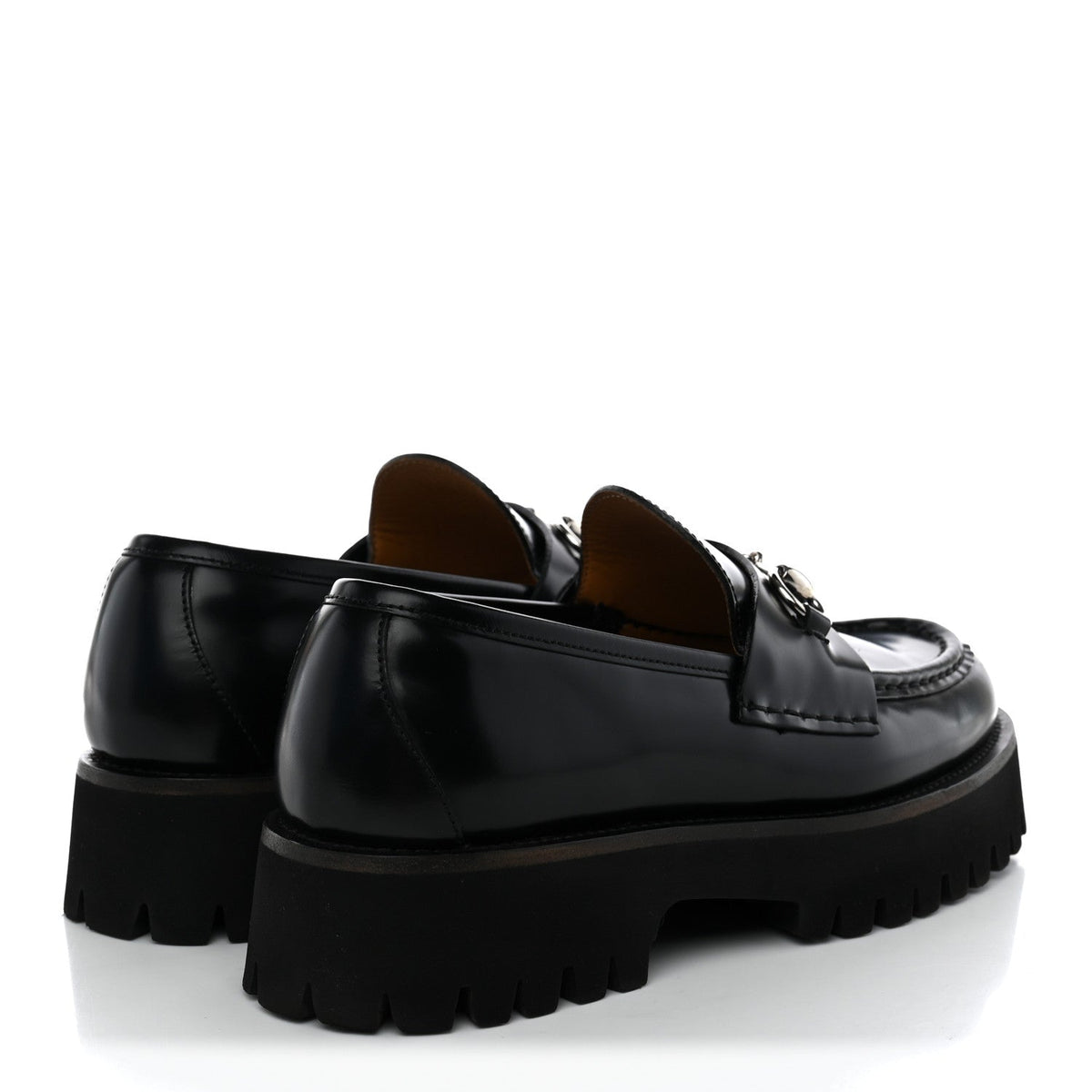 Cordovan Lux Womens Horsebit 45mm Platform Loafers 39 Black