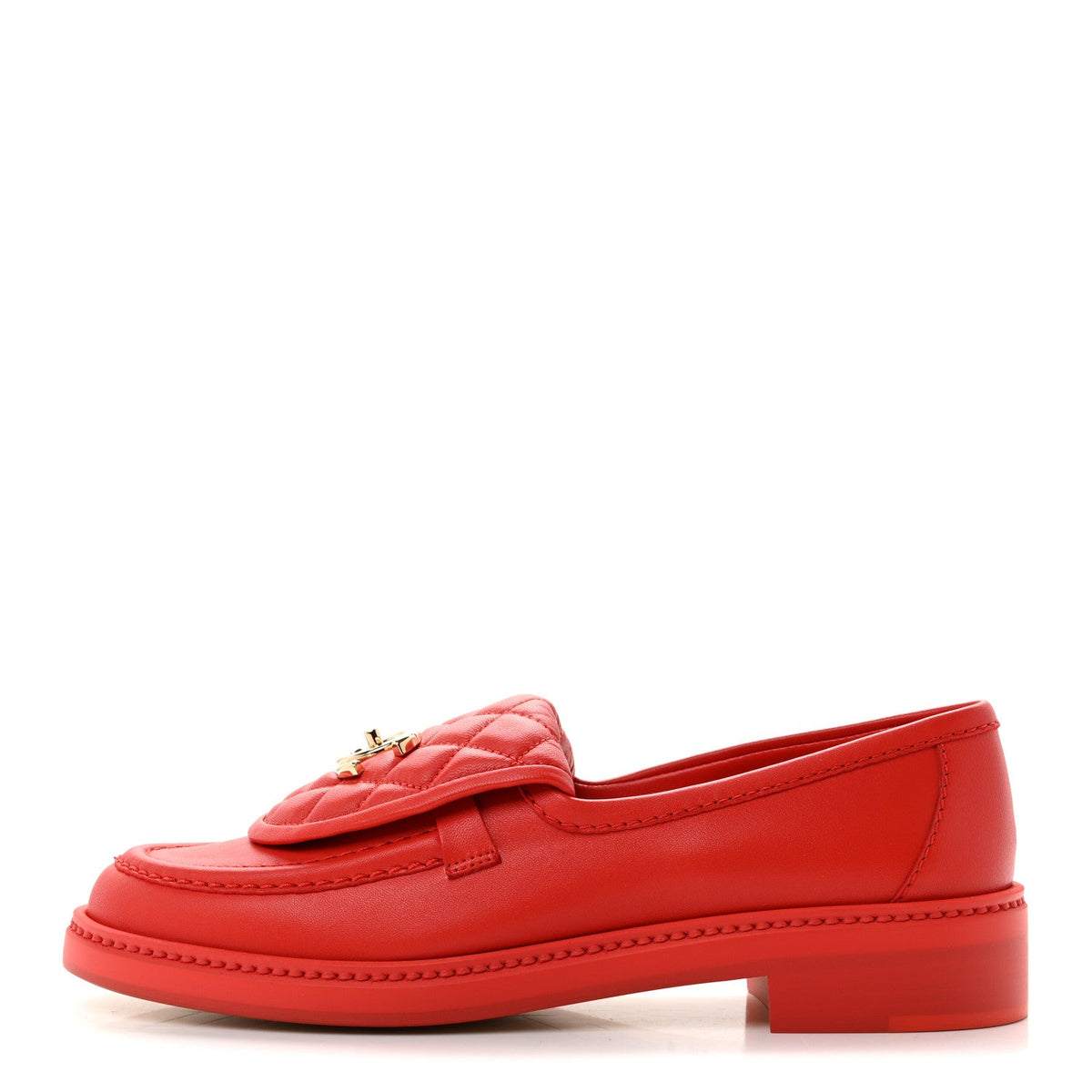 Lambskin Quilted CC Turnlock Loafers 37.5 Red