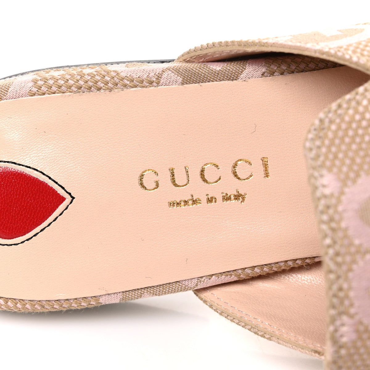 Monogram Macro GG Nappa Charlotte Womens Princetown Slippers 36 Beige Perfect Pink