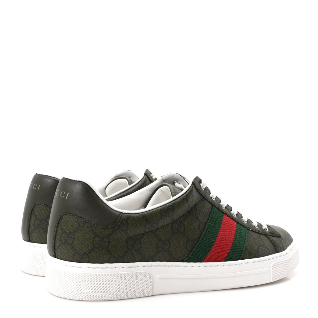 GG Supreme Monogram Web Mens New Ace Sneakers 9 Green