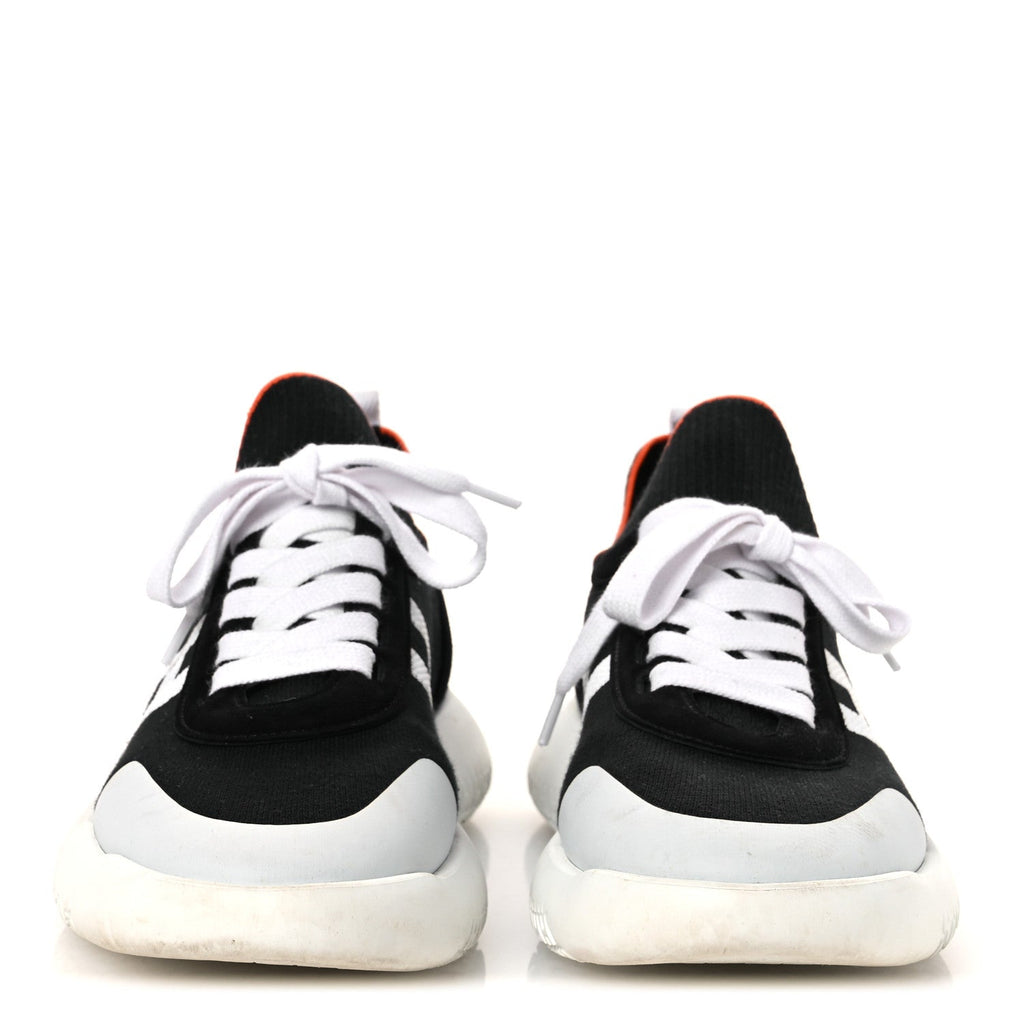 Knit Suede Goatskin Womens Crew Sneakers 39.5 Black White
