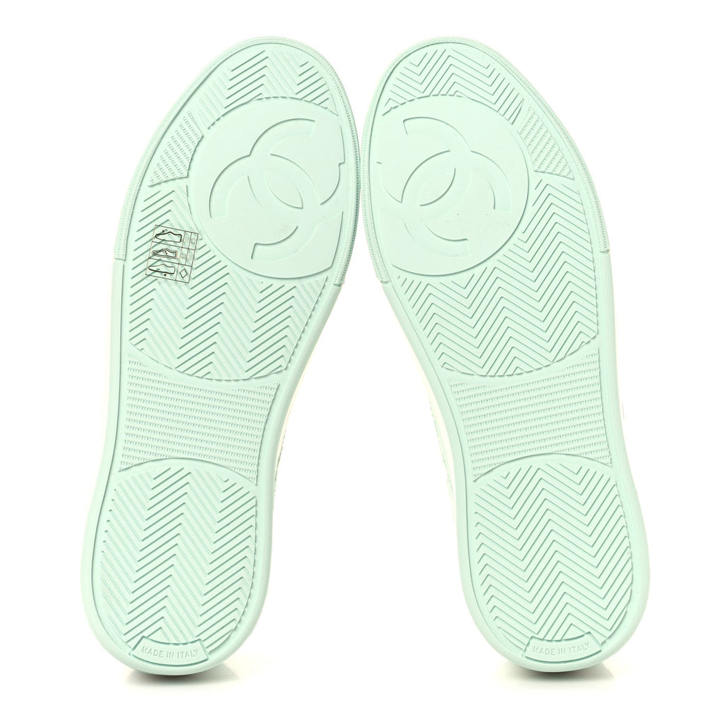 Cotton Sneakers 38.5 Light Turquoise White