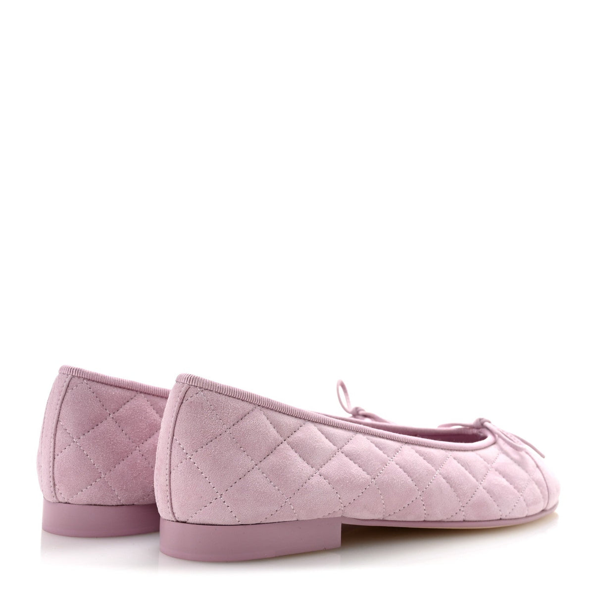 Suede Kidskin Quilted Cap Toe CC Ballerina Flats 38.5 Light Pink