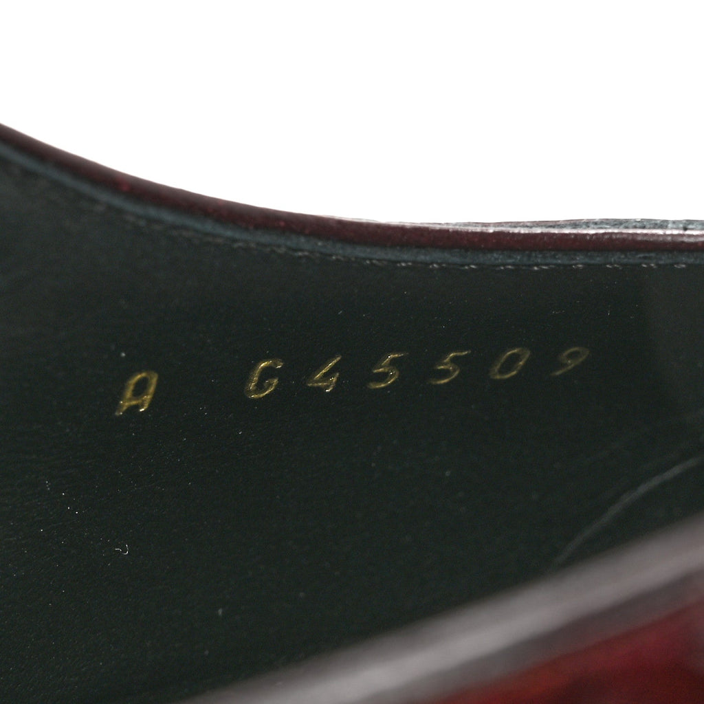 Patent Calfskin Crocodile Embossed Cap Toe CC Slingback Pumps 36.5 Dark Burgundy Black