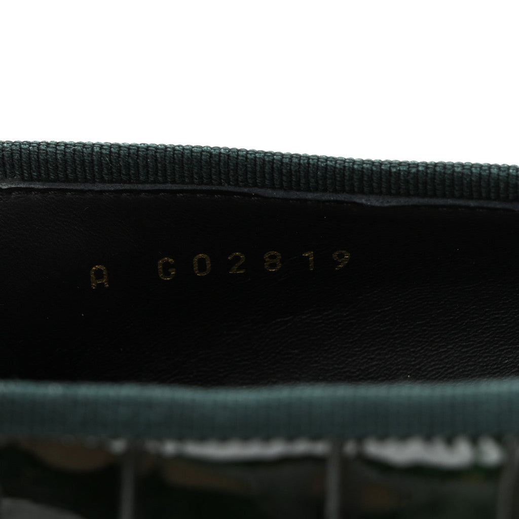 Patent Calfskin Crocodile Embossed Ballerina Flats 37 Dark Green Black