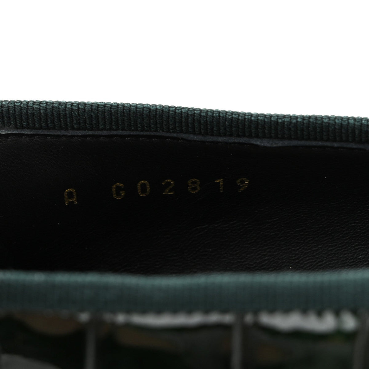 Patent Calfskin Crocodile Embossed Ballerina Flats 37 Dark Green Black