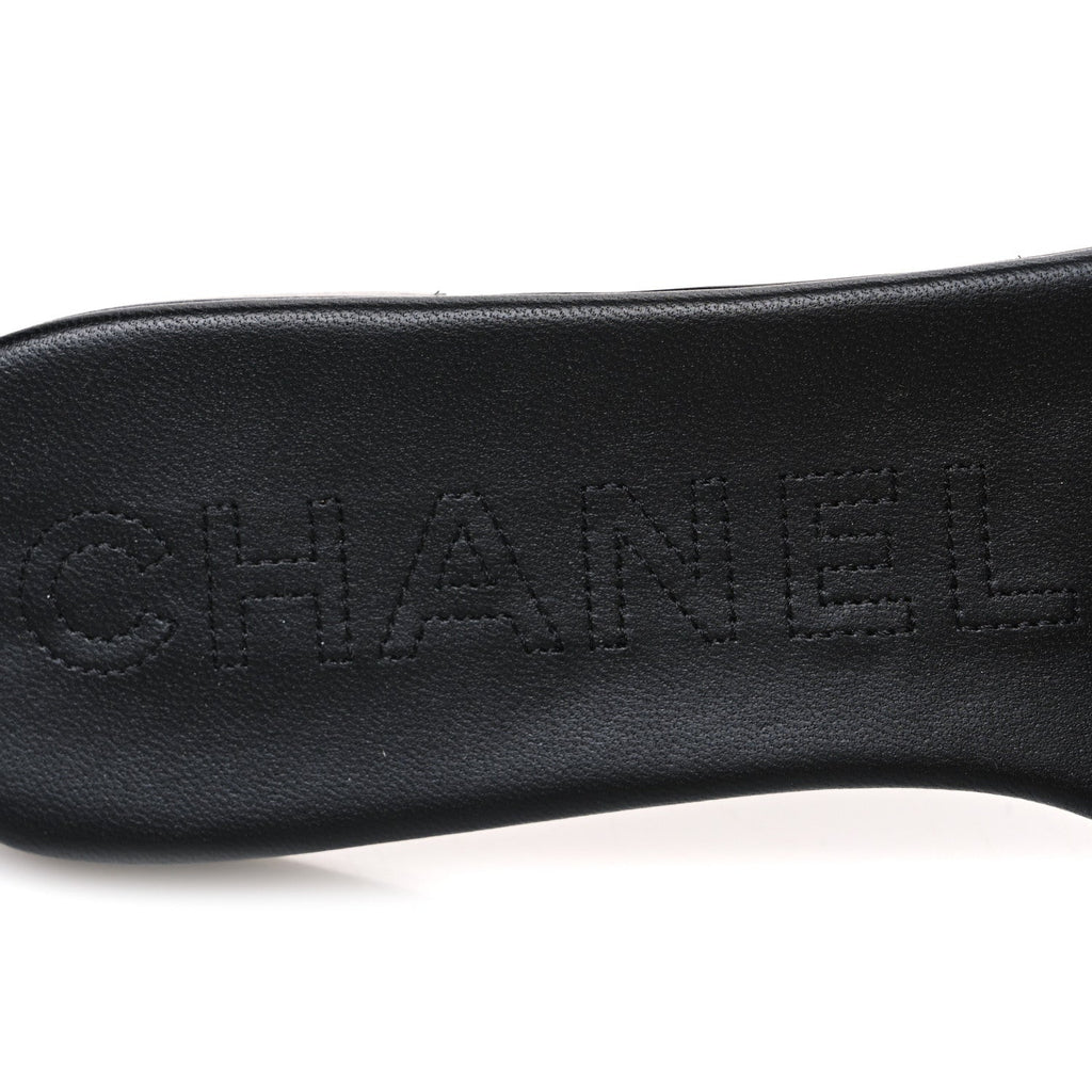 Mesh Patent Calfskin CC Mules 39 Black