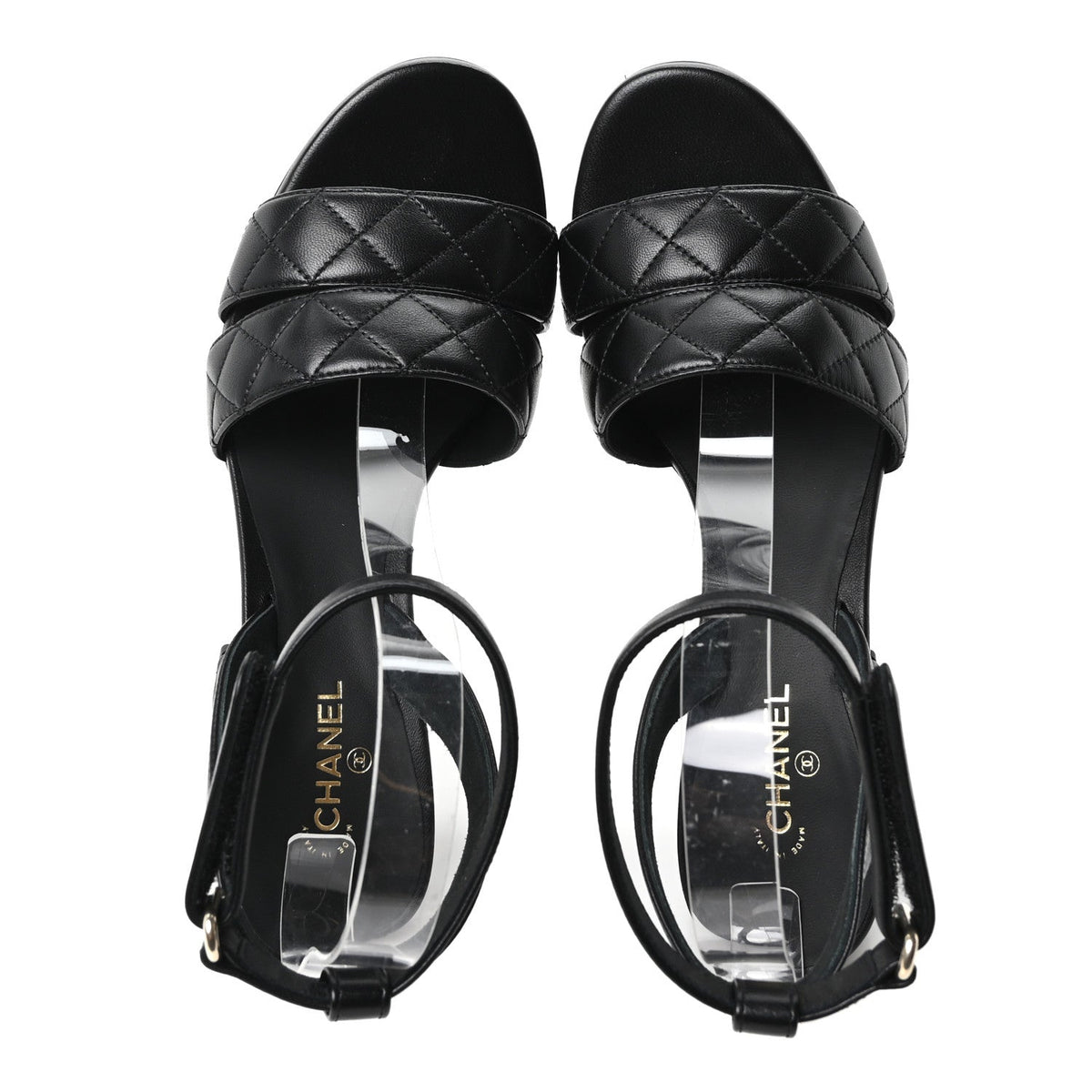 Lambskin Quilted Sandals 40 Black