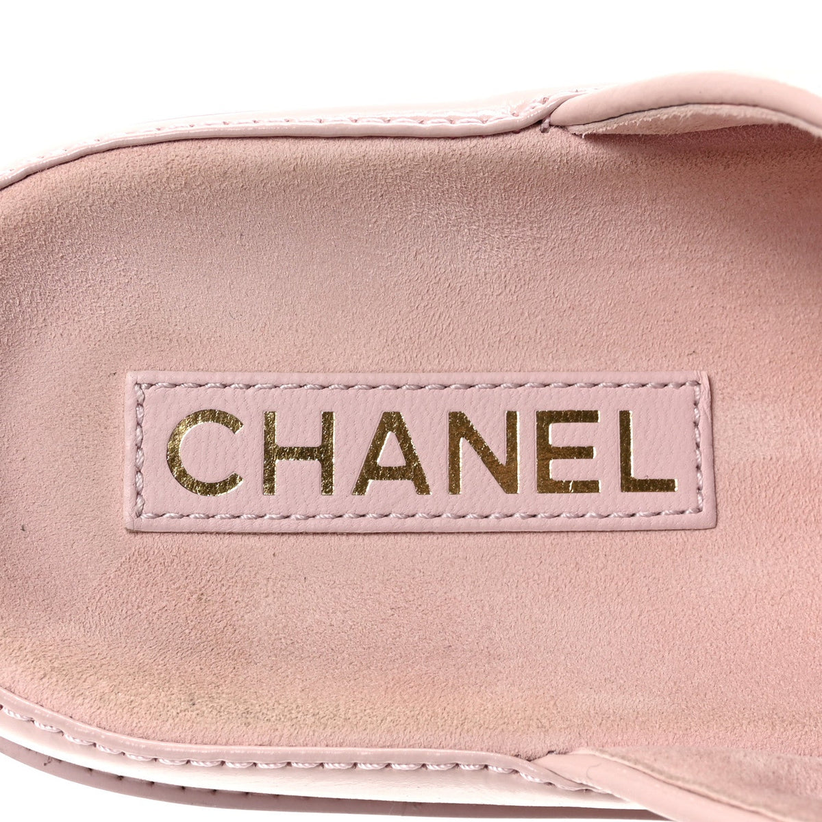 Shiny Calfskin Crystal Quilted Velcro Dad CC Slide Sandals 39 Light Pink
