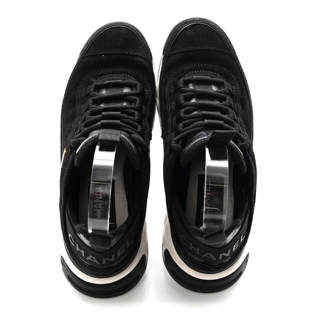 Suede Calfskin Nylon Grosgrain CC Sneakers 37 Black
