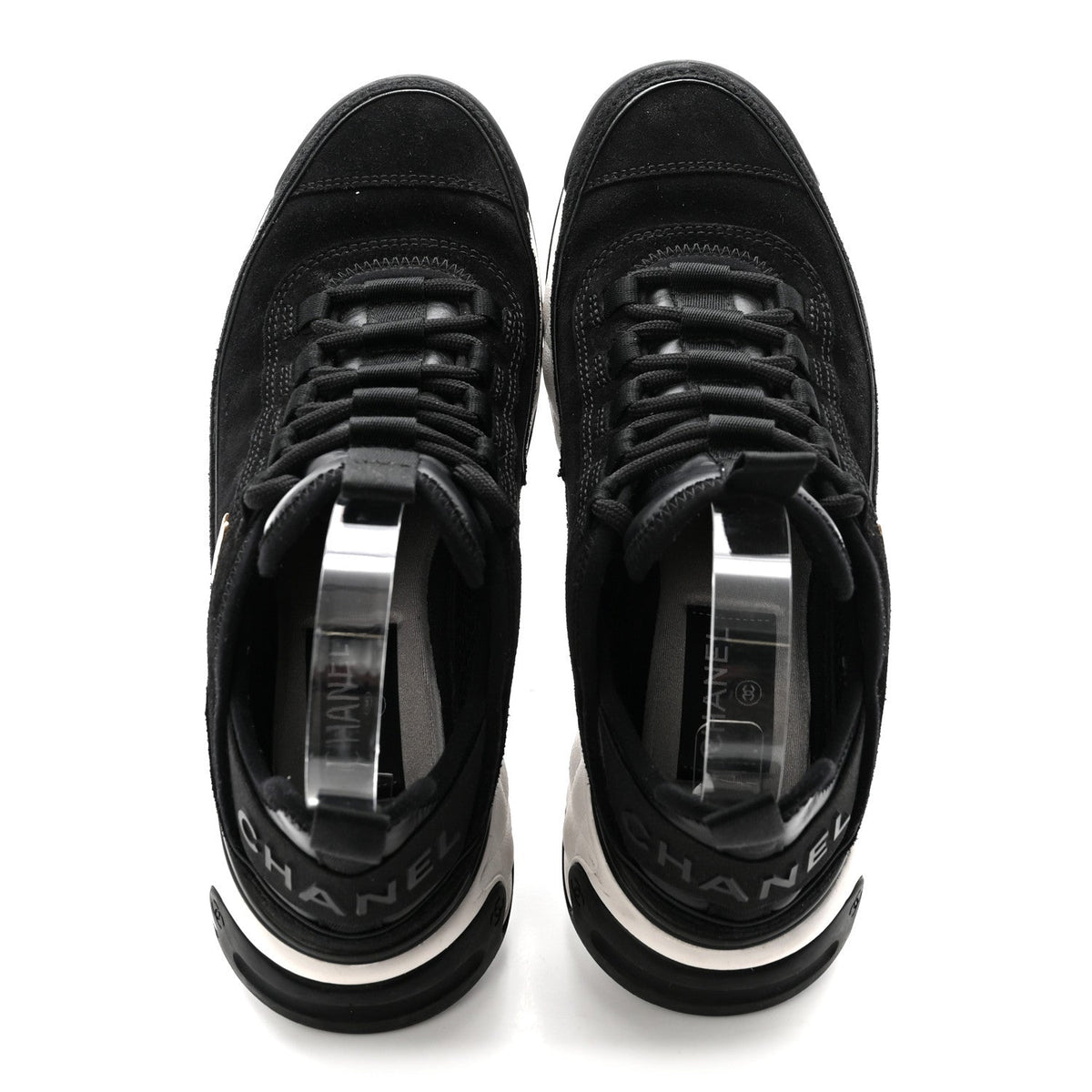Suede Calfskin Nylon Grosgrain CC Sneakers 37 Black