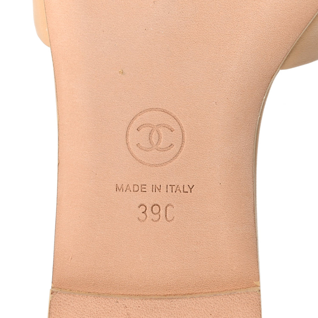 Lambskin Pearl CC Sandals 39 Black