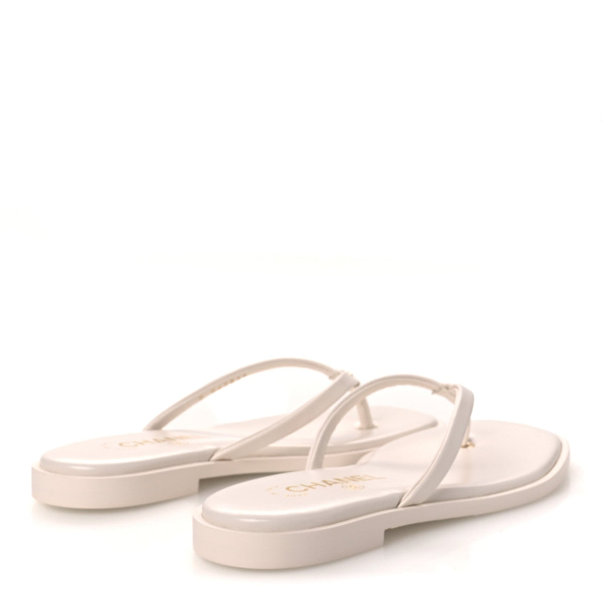 Goatskin CC Times Square Thong Sandals 35.5 White
