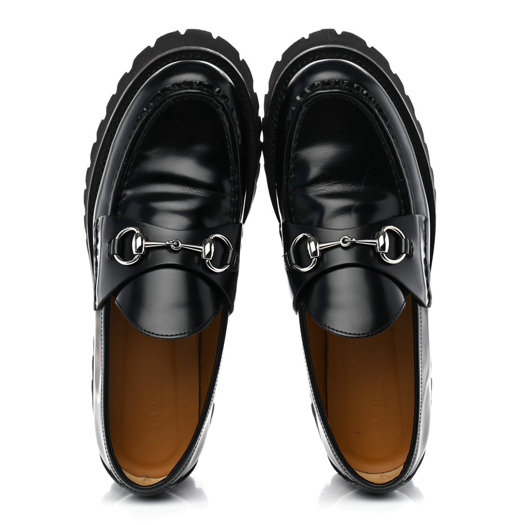 Cordovan Lux Womens Horsebit 45mm Platform Loafers 39 Black
