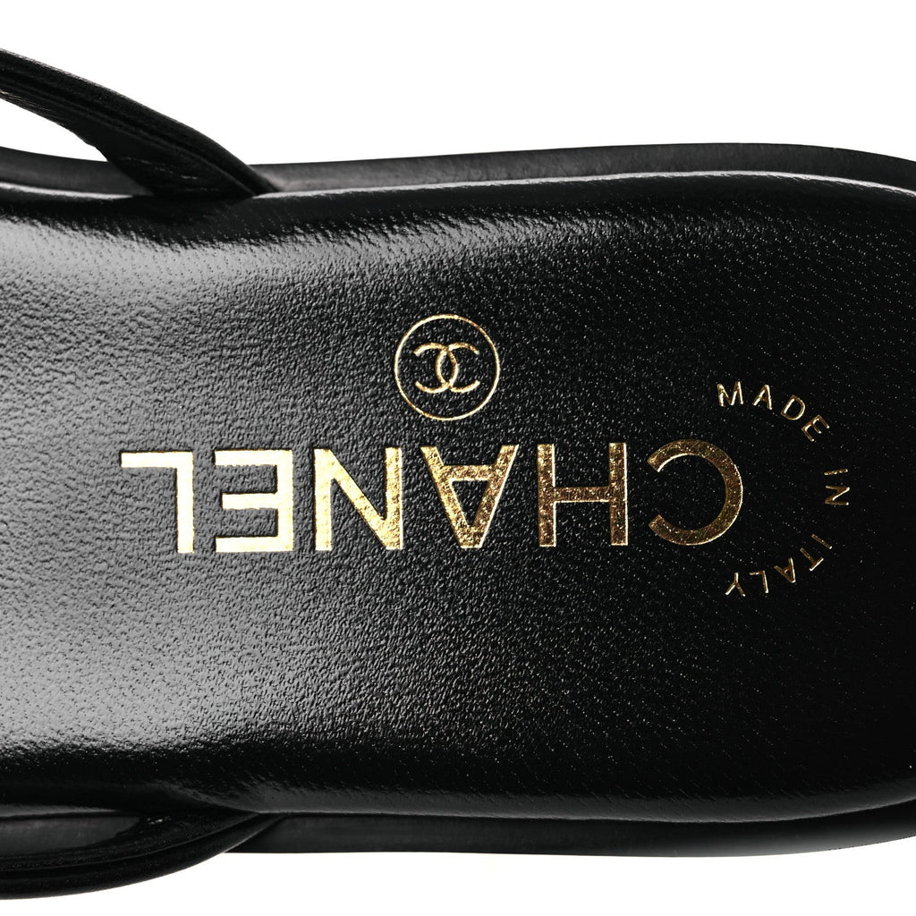 Goatskin CC Times Square Thong Sandals 38 Black