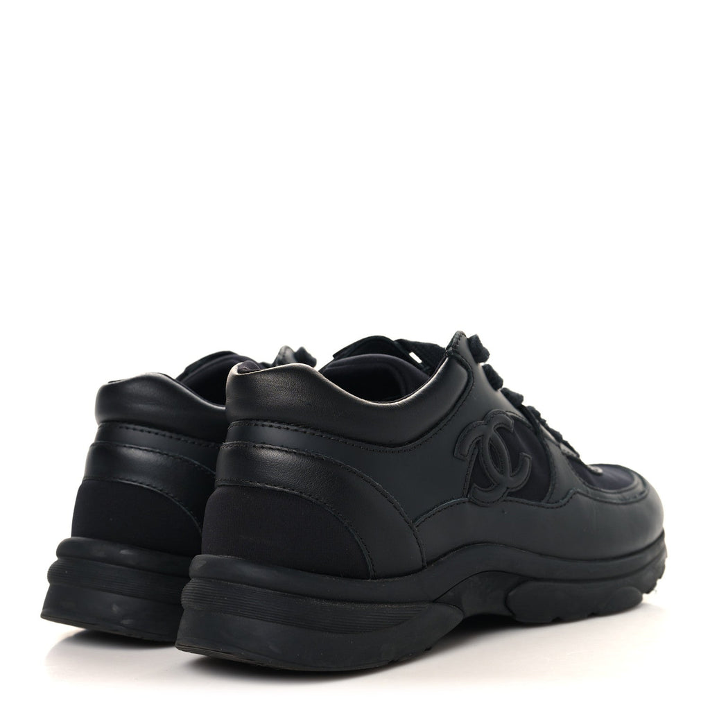 Lambskin Fabric CC Uniform Sneakers 37 Black