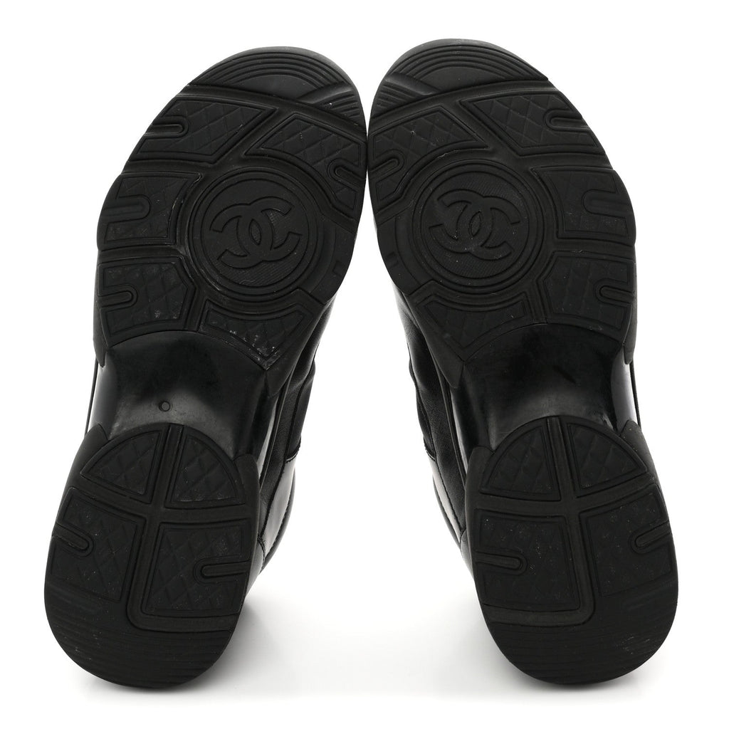 Lambskin Fabric CC Uniform Sneakers 39 Black