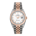 Stainless Steel 18K Everose Gold 36mm Oyster Perpetual Datejust Watch White Roman 126231