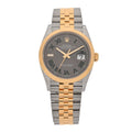 Stainless Steel 18K Yellow Gold 36mm Oyster Perpetual Wimbledon Datejust Watch Slate 126233