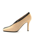 Suede Patent Calfskin Pumps 38.5 Beige Black