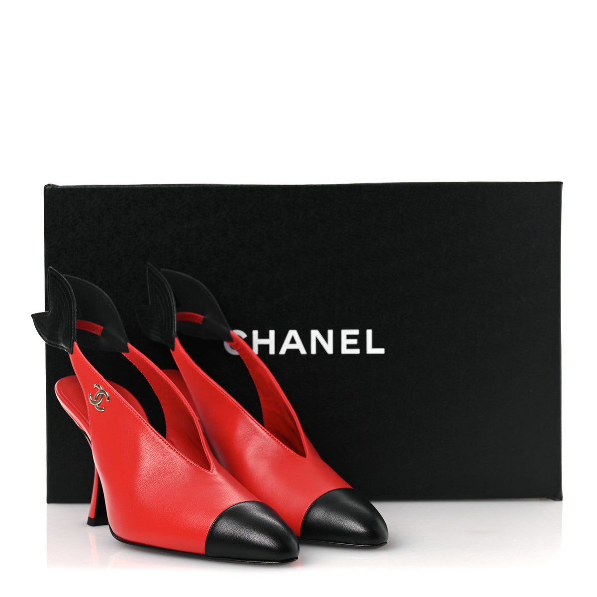 Lambskin Slingback Pumps 38 Red Black